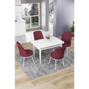 Resim Canisa Concept Nil Serisi 70 x 110 cm Sabit Beyaz Mutfak Masa Takımı+4 Adet Sandalye 