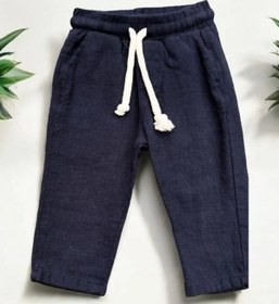 Resim Nanica Kids Erkek Bebek Keten Beli Lastikli Bol Paçalı Pantolon-14077 Lacivert 