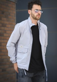 Resim Juan Slim Fit Su İtici Bağcık Detaylı Kapüşonlu Erkek Mevsimlik Mont Yağmurluk - GRI / S 