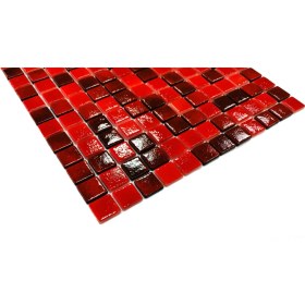 Resim MozaiKristaL Mutfak Tezgah Arası ve Tüm Yaşam Alanları Için Kırmızı Mix. Cam Mozaik. Cam Ölçüsü: 25X25 Mm. File Ölçüsü: 31.5X31.5 Cm. ( 1 Kutu = 10 File Karo = 1 M2 Fiyatıdır. ) 