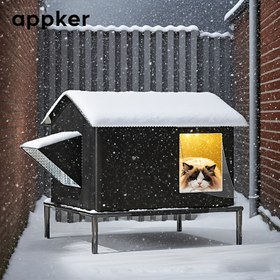 Resim Appker Kış Dış Mekan Evcil Hayvan Evi - Ağır Hizmet Oxford Kumaş Barınma Alanı ile Güvenlik Çitleri, Rüzgar Geçirmez ve Yağmur Geçirmez, Kediler, Küçük Köpekler, Yabancı Evcil Hayvanlar için Geniş İç Mekan - Kolay Montaj, Tüm Hava Koşulları için Koruma İçin İç/Dış Mekan Kullanımı - Apartmanlar, Verandalar, Bahçeler, Arka Bahçeler için İdeal - Evcil Hayvan Villa, Rahat Evcil Hayvan Evi, Sağlam Yapı, Yabancı Kedi Yaz/Kış Evi, Dış Mekan Kedi Evi Hava Koşullarına Dayanıklı, Büyük Dış Mekan Evcil H 