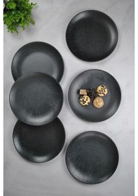 Resim 6 Adet Porselen Servis Tabağı 25 Cm Sunum Tabak-siyah 