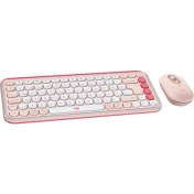 Resim Logitech Pop Icon Kablosuz Bluetooth Sessiz Türkçe Q Klavye ve Mouse Seti, Pembe 