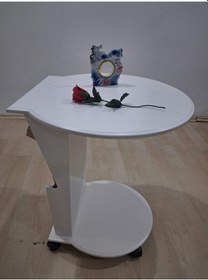 Resim Hobi Erc 90589 Cepli Ufo Sehpa Tekerlekli Ahşap Mdf Parlak Lake Beyaz Kanepe Sehpası El Yapım Beyaz 