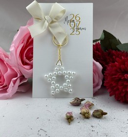 Resim Yıldız İncili Anahtarlık Nişan Hediyelikleri 