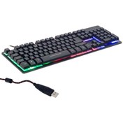Resim AyrStore Hello Hl-18744 Usb Kablolu Metal Kasa Mekanik Hisli Rgb Işıklı Oyuncu Gaming Klavye 