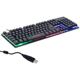 Resim AyrStore Hello Hl-18744 Usb Kablolu Metal Kasa Mekanik Hisli Rgb Işıklı Oyuncu Gaming Klavye 
