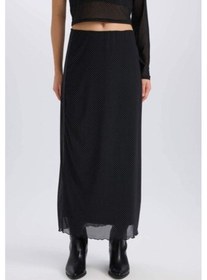 Resim DeFacto A Kesim Yüksek Bel Tül Maxi Etek E1694AX24WNBK81 Siyah 