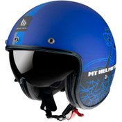 Resim MT Kask Le Mans 2 Sv Cafe Racer B7 Mat Mavi Yarım Kask 