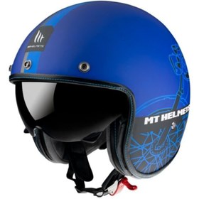 Resim MT Kask Le Mans 2 Sv Cafe Racer B7 Mat Mavi Yarım Kask 