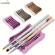 Resim Metal Tırnak Kalem Tutucuları, Mini 5 Yuvalı Kalem Organizatörü, Çok Fonksiyonlu Akrilik Tırnak Çıkarıcı Aracı, Salon ve Ev Kullanımı için Kompakt Tasarım 