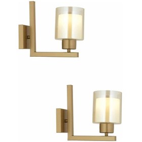 Resim Tisse Eskitme Boyalı Salon Çift Camlı 2'li Aplik Seti Bal 