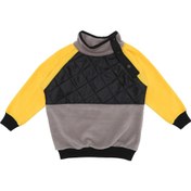 Resim Dağcı Omuzdan Çıtçıtlı Kapitoneli Kız-Erkek Unisex Çocuk Polar Sweatshirt Gri, Sarı, Siyah 1-8 Yaş. 