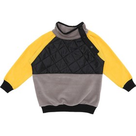 Resim Dağcı Omuzdan Çıtçıtlı Kapitoneli Kız-Erkek Unisex Çocuk Polar Sweatshirt Gri, Sarı, Siyah 1-8 Yaş. 