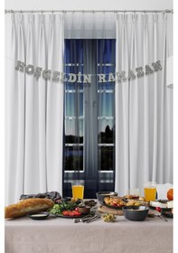 Resim Gri Hoş Geldin Ramazan Yazılı Banner , Özel Gün, Davet Organizasyonu ,iftar Yemeği, Simli Eva Banner Tüm Yaşlar 