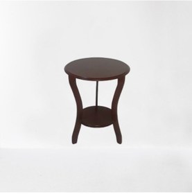 Resim Üç Ayak Fiskos Çiçeklik Sehpa Parlak Ceviz Lake Boya Çift Kat Ahş 