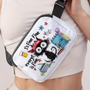 Resim Eğlenceli Kedi ve Çalışma Malzemeleri Fanny Pack - Ayarlanabilir Askı, Fermuar Kapatma, İşe ve Seyahat için İdeal, Günlük İş Çantası | Eğlenceli Kedi Tasarımı | Fermuarlı Torba 