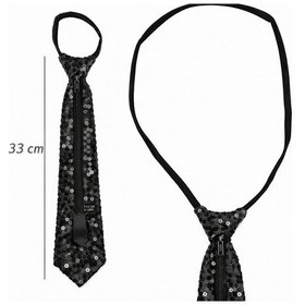 Resim Siyah Renk Pul Payetli Işıltılı Parti Kravatı 33 Cm - Elm-01-763810 