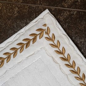Resim Altın Yaprak İşlemeli Pamuk Ayak Havlusu 