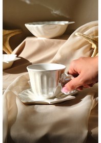 Resim Karaca İstiridye Tabaklı Çay Fincanı 200 Ml Kırık Beyaz 