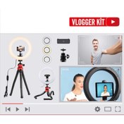 Resim Vlogger Kit Youtuber Ring Light Işık 12'' Video Foto Işık Masa Tripodu Ile Birlikte 