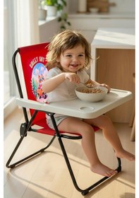 Resim Exent Kids 2 6 Yaş, Sweet Cat Katlanır Portatif Mama Sandalyesi, Tak-çıkar Masa İle-kırmızı 