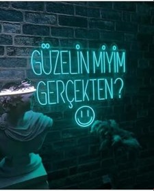 Resim Dekoraven Güzelin Miyim Gerçekten Yazılı Neon Led Tabela(65X55Cm), güzelravturk 
