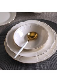 Resim Aryıldız Tiffany Gold 60 Parça Yemek Takımı Beyaz 