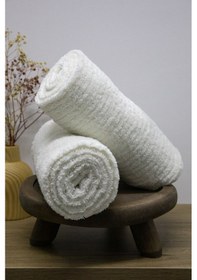 Resim Line Luxury Pamuklu 2li El Yüz Havlusu 50x90 - Krem Krem 