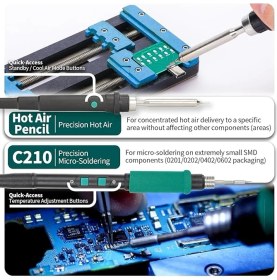 Resim Yihua 992D-II Mini Sıcak Hava Istasyonu + C210 C245 Hassas Mini Yeniden Işleme Istasyonu 