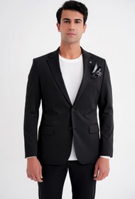 Resim Efor Comfort Fit Çift Yırtmaç Pamuk Karışım Dokulu Siyah Blazer Ceket C 722 