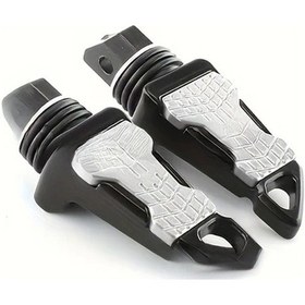 Resim Hightower Universal Gümüş Alüminyum Motosiklet Arka Ayak Pedalları: Kaymaz Tutamak 