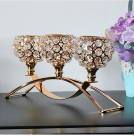 Resim Zcjb Kristal Şamdan Üç Kollu Şamdan Düğün Masası Dekorasyonu Altın-67624 
