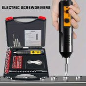 Resim Kablosuz elektrikli tornavida seti, ileri ve geri ayarlanabilir, şarj edilebilir 1200mAh lityum pil, ev aletlerinin sökülmesi ve bakımı için uygun, çeşitli uçlar ve soketler içeren elektrikli tornavida alet kutusu seti 