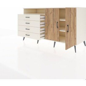 Resim Kronos Konsol 3 Raflı 4 Çekmeceli 2 Kapaklı 176x59x99 Aytaşı-çam/ Aytaşı-çam/aytaşı 