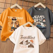 Resim 3 adet Erkek Çocuk Pamuk Kısa Kollu T-Shirt - Nefes Alabilen Bol Kesim Rahat Üstler, Karikatür Grafik Baskılı, Açık Hava Oyunları ve Sporlar İçin Uygun, Hafif Bej Renkli Yaz Giyimleri, Açık Hava İçin Mükemmel 