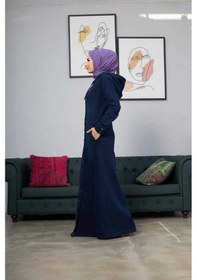 Resim Neways 6509-denim Kapşonlu Ferace Lacivert Lacivert 
