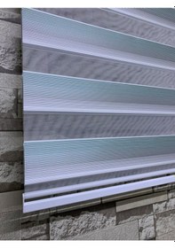 Resim Yeşil Gri Mini Plise Zebra Perde Tüm Ölçülerde 