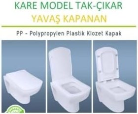 Resim Kare Yavaş Kapanan Klozet Kapağı Amortisörlü Kapak Hijyenik Kapak Üstten Montajlı Kare Klozet Kapak 