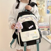 Resim 1pc Yifan Kadın Moda Sırt Çantası - Hafif Oxford Döner, Ayarlanabilir Askılar, Fermuar Kapatma, Polyester Astar, Makine Yıkamalı, Graffiti Nakış, Okul, Seyahat ve Günlük Kullanım için Çok Fonksiyonlu Cebi 