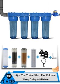 Resim WaterMelon Daire Bina Sayaç Girişi 10" Inch 4 Aşama Su Arıtma Cihazı (İLETKENLİK DÜŞÜRÜCÜ YUMUŞATMA SİSTEMİ) 