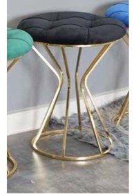 Resim Mim Gold - Siyah Darbuka Yuvarlak Puf Siyah - Gold 