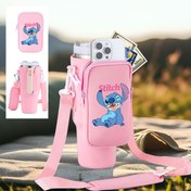 Resim 1 adet Disney Stitch Resmi Lisanslı Seyahat Çapraz Vücut Çantası Ayarlanabilir Askılı - 40oz Tumbler Koruyucu Kılıf, Çıkarılabilir Telefon Cebi & Çoklu Bölmeler, Dayanıklı Kauçuk Yürüyüş, Plaj, Günlük Kullanım (Açık Mavi/Pembe), Yürüyüş Aksesuarı, Eğlenceli Aksesuar, Güvenli Depolama, İçecek Tutucu, Günlük Kullanıcılar için 