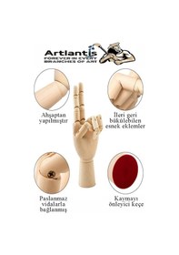 Resim Ahşap El Modeli 18 Cm Ve A4 Eskiz Defteri Modelleme Seti 1 Paket Dereceli Kalem Karakalem Dağıtma Hamur Silgi Kalemtraş 