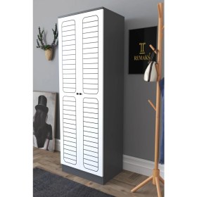 Resim Remaks Fuga 2 Kapaklı Elbise Dolabı - Antrasit Gövde Beyaz Kapak 