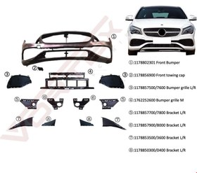 Resim Mercedes-Benz CLA W117 2016-2020 Arası Uyumlu AMG Ön Tampon Seti (Braket & Izgara Dahil) 