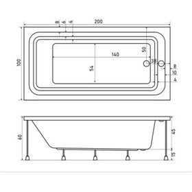 Resim Shower 100x200 Neo Dikdörtgen Taşmalı Özel Küvet 