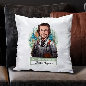 Resim Karikatürlü En İyi Erkek Kimya Mühendisi Yastık 
