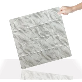 Resim 3 Boyutlu Duvar Paneli Kabartmalı Geometrik Yuvarlak Desen Pvc 41X41 Cm/ 6 Adet /1 M² Mermer 