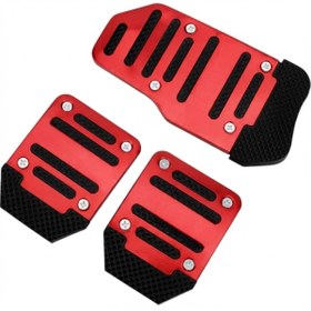 Resim Oto Aksesuarcım Universal Manuel Metal Pedal Seti 3 Parça Kırmızı 